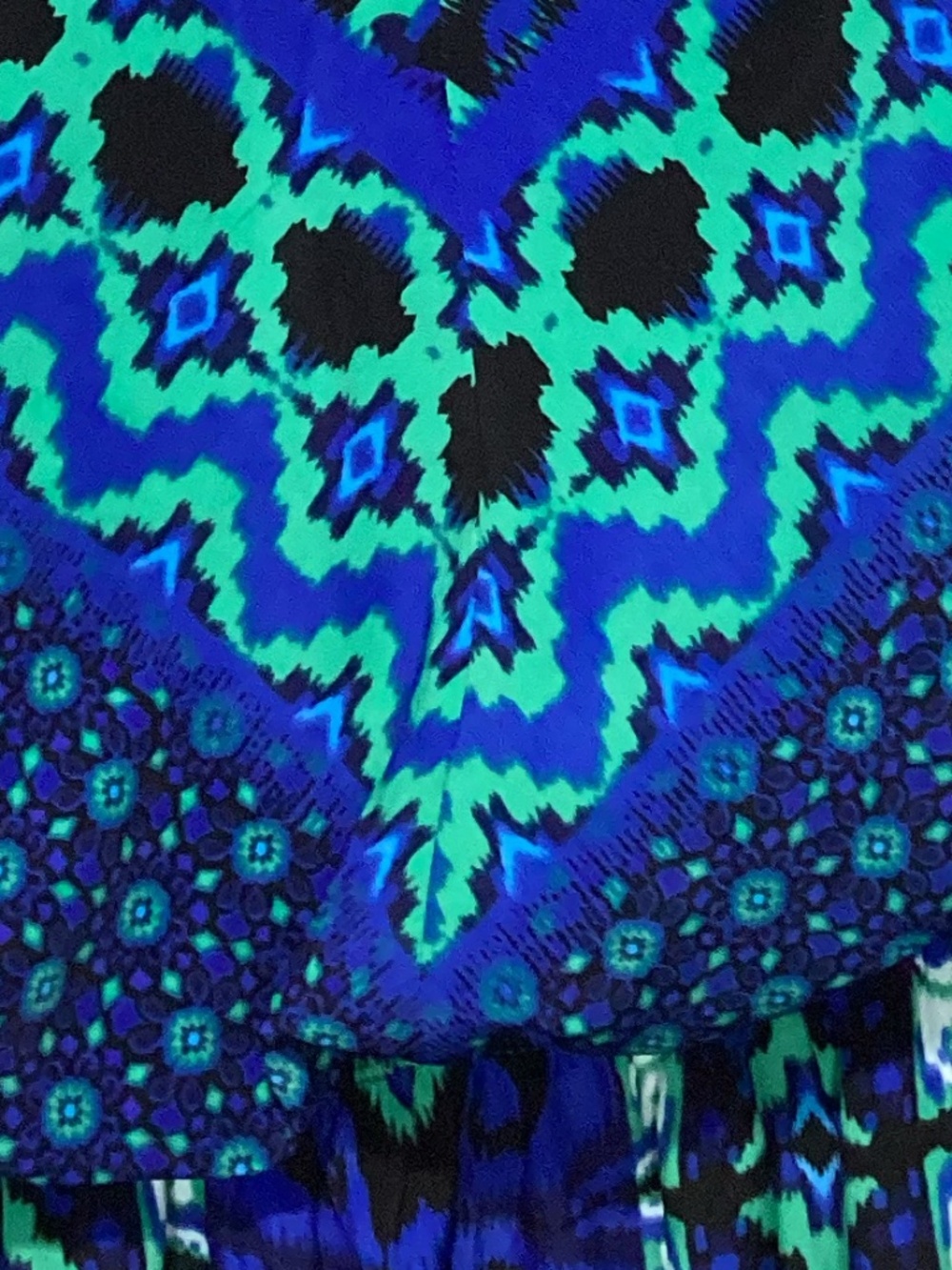 Express Blouson Mini Dress in Cobalt Blue and Green Medium EUC - Picture 4 of 4